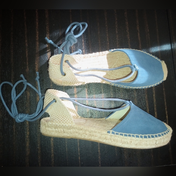 🆕Soludos Blue Suede Platform Espadrille Gladiator Sandals Size 9.5 US / EU 40 - Picture 3 of 15